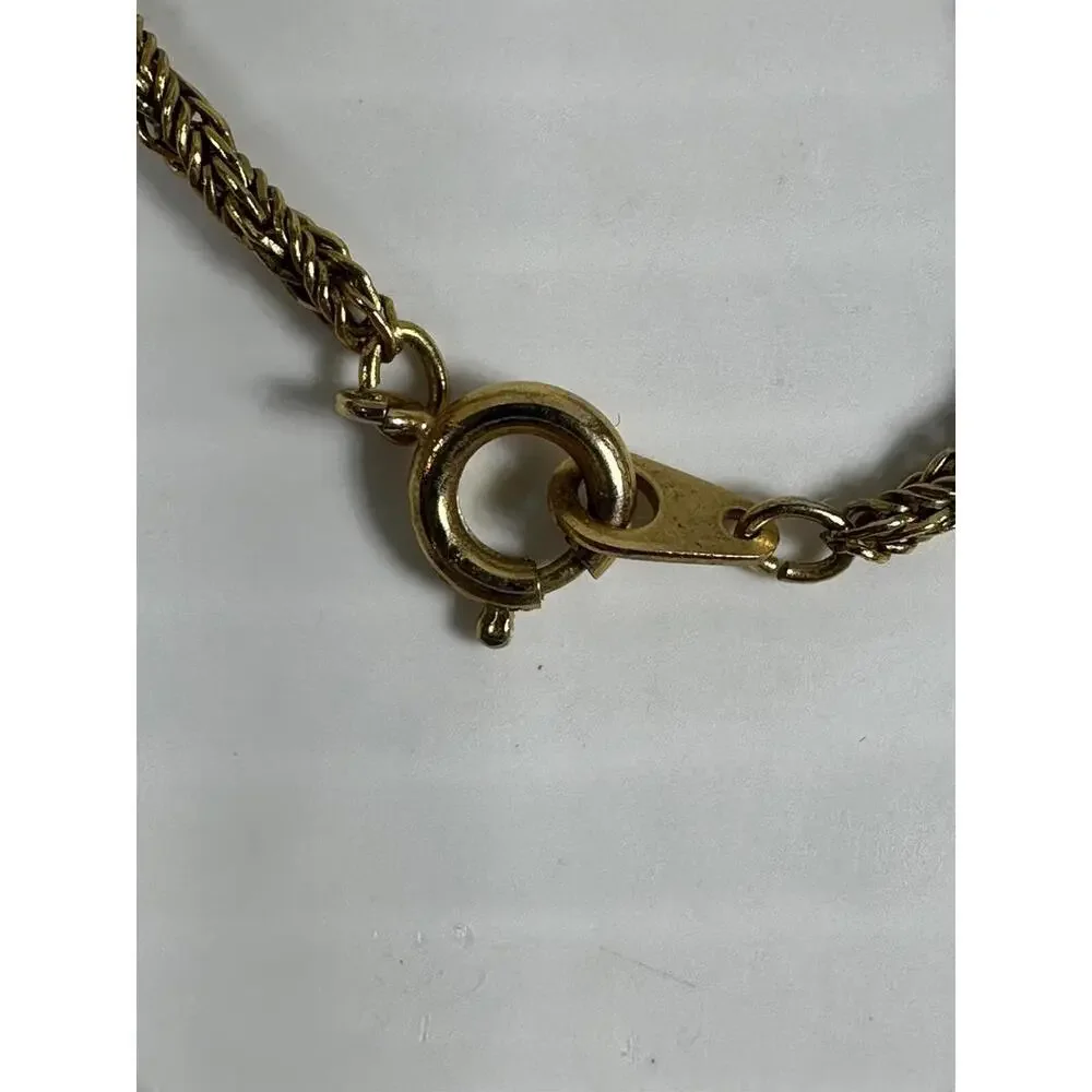NECKLACE STAMPED NS CHAIN & LEAF SHAPE‎ PENDANT WITH SHELL INSERT GOLD